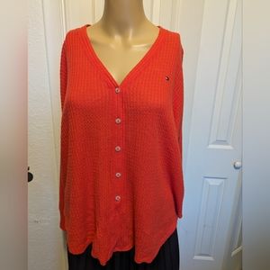 Tommy Hilfiger Women's V-Neck Orange Sweater Size S/P.